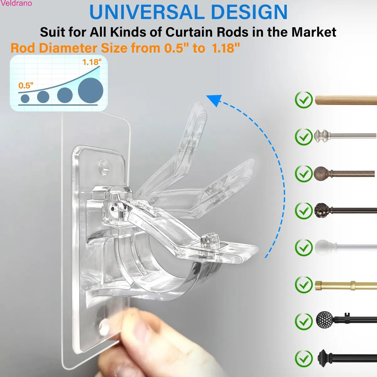 No-Drill Curtain Rod Mounting Hooks