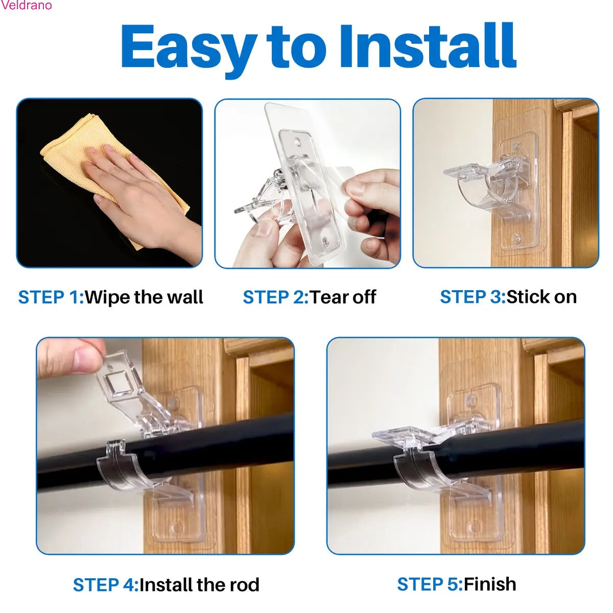 No-Drill Curtain Rod Mounting Hooks